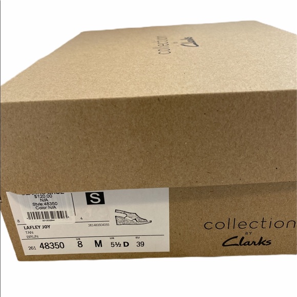 CLARKS Lafley Joy Tan Leather Wedge Sandals - Picture 6 of 8